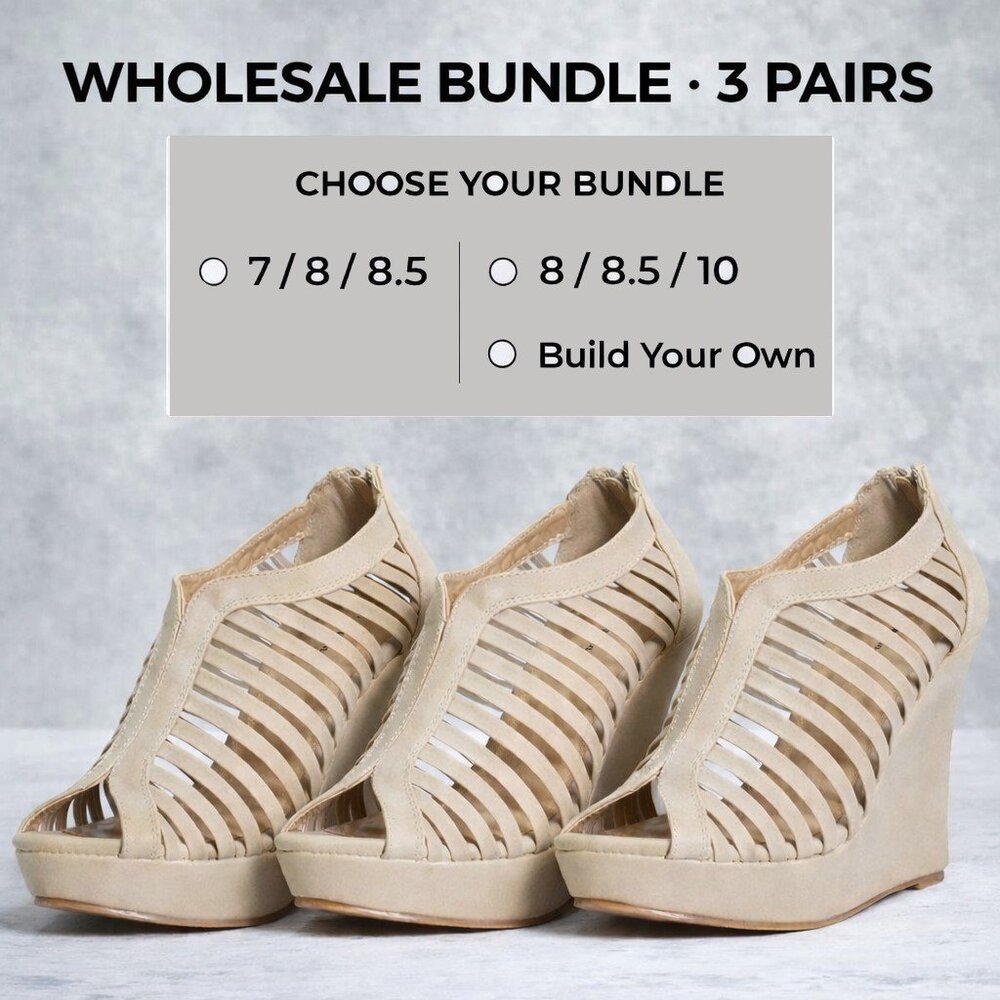 Wedge Sandal Heels (3 Pair Bundle) | Wholesale Mixed Sizes or Custom Bundle